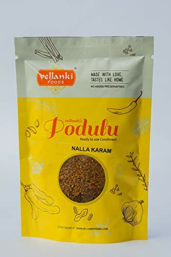 Vellanki Foods Powders 4 Pack Combo (Each 250 gm) - Nalla Karam, Idli Karam, Kobbari Karam, Palli Karam - Swadesiicart