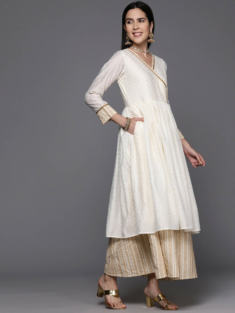 Ahalyaa Women's Traditional wear Ethnic Dress - Off White | Swadesiicart