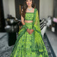 Jyoti Fashion Green 3MM Sequin Jari Embroidered Malai Satin Silk Lehenga Choli with Dupatta | Swadesiicart