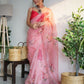 Vamsee Ramya Onion Organza Saree - Swadesiicart