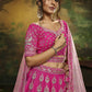 House of Panchhi Pink Pure Silk Moti & Zarkan heavy embroidery Lehenga choli & Dupatta | Swadesiicart