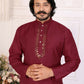Anaita Maroon Silk Straight Kurta With Neck Mirror Work