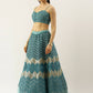 House of Panchhi Women Sea Green Net Zig-Zag Embroideried Lehenga, Blouse & Dupatta | Swadesiicart