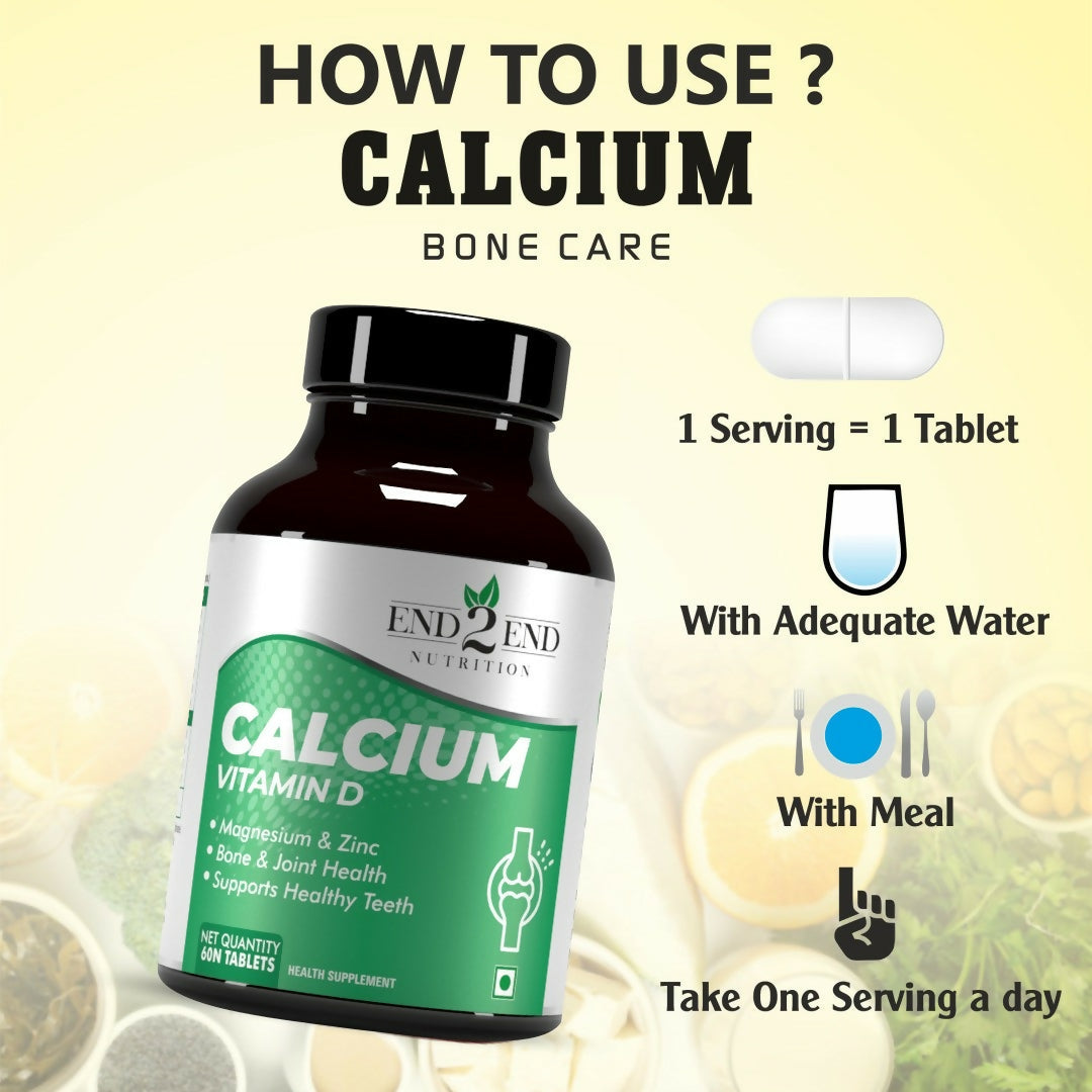 End2End Nutrition Calcium Vitamin D Tablets | Swadesiicart
