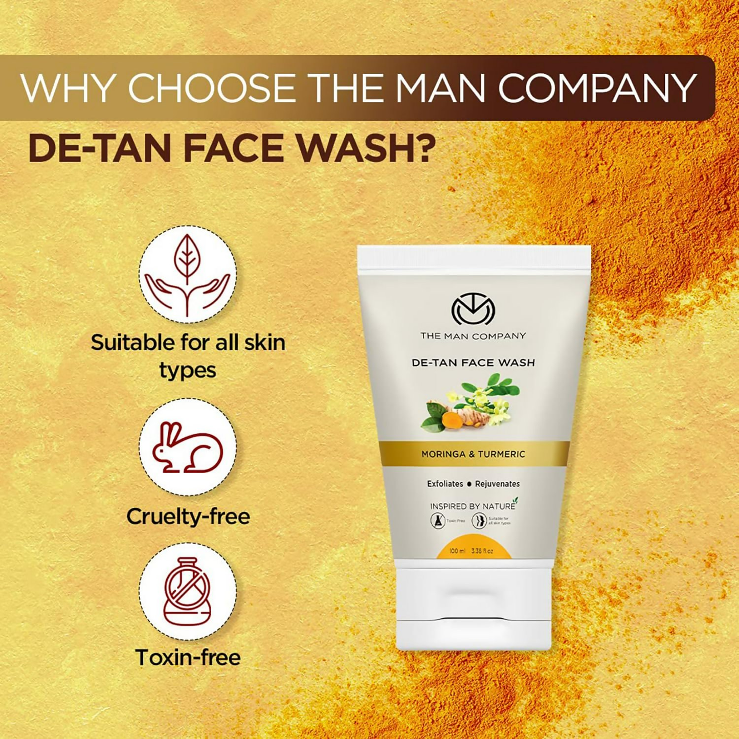 The Man Company De Tan Face Wash For Men with Turmeric & Moringa - Swadesiicart