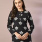 Myshka Women's Black Printed Round Neck Party Top With Skirt Co-ord set - Swadesiicart
