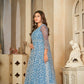 Jyoti Fashion Women's Sky Blue Net Embroidered Anarkali Kurta Pant Set With Dupatta | Swadesiicart