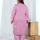 Miravan Women's Plus Size Chikankari Embroidery Pink Straight Kurta And Palazzo Set | Swadesiicart