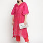 Ahalyaa Pink Chanderi Orange khari Print Kaftan With Trouser | Swadesiicart