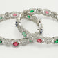 NVR Women's Set of 2 Multi-Coloured CZ Stone-Studded Handcrafted Bangles - Swadesiicart