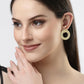 NVR Women Gold-Polished Cut Out Circle Drop Earrings - Swadesiicart
