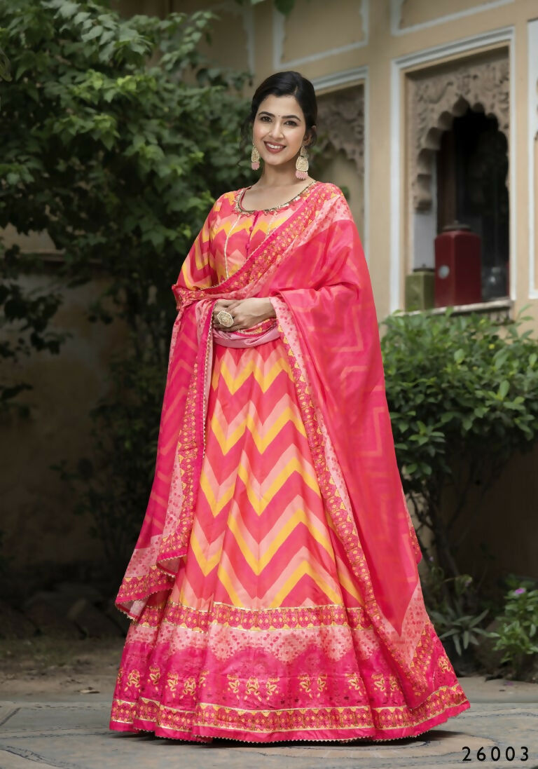 Wedding Designer Multi Soft Dola Silk Anarkali suit with Dupatta - Samanta - Swadesiicart