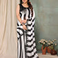 Aafreen Partywear Designer Balck & White Georgette Fancy Saree