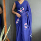 Aayaa Designer 1 min Hand Painted Ready to Wear saree - Navy Blue | Swadesiicart