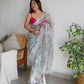 Vamsee Ferry Green Organza Saree - Swadesiicart