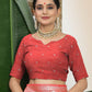 Shree Shyam Fashion Linen Cotton Red & White Saree