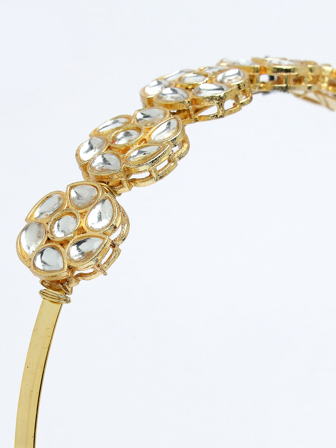 NVR Women's Gold-Polished Kundan Embellished Hairband - Swadesiicart