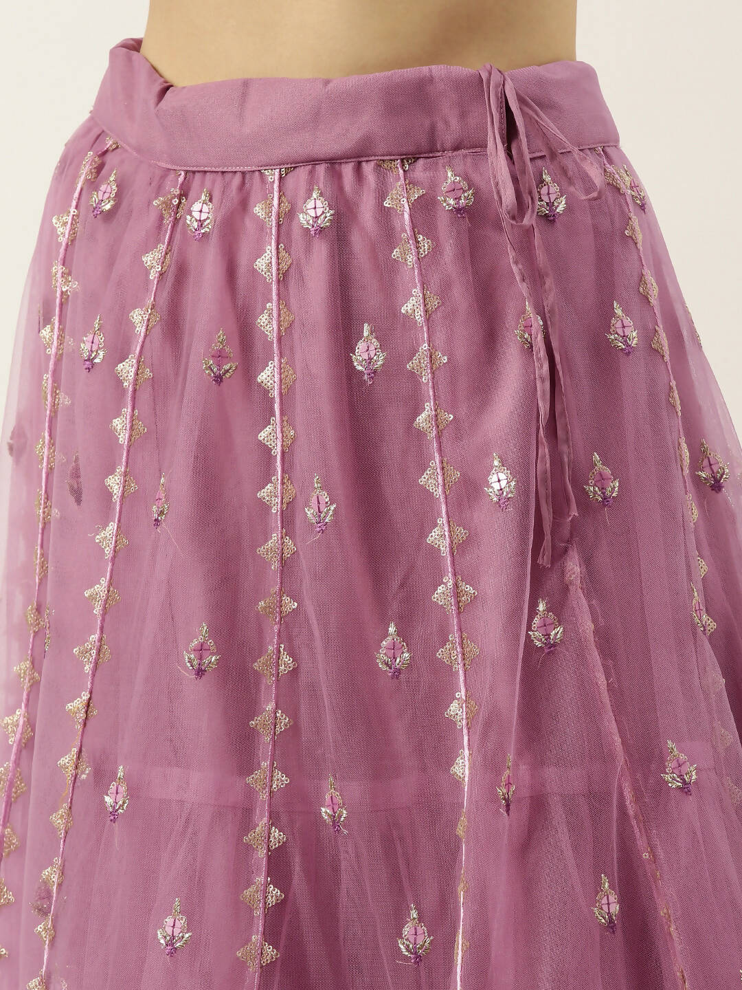 House of Panchhi Rose Gold Net Sequinse Work Lehenga & Blouse, Dupatta | Swadesiicart