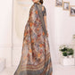 Joban Fashion Grey Floral Print pattern Banarasi Silk Sarees | Swadesiicart
