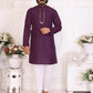 Anaita Purple Silk Straight Kurta With Neck Mirror Work