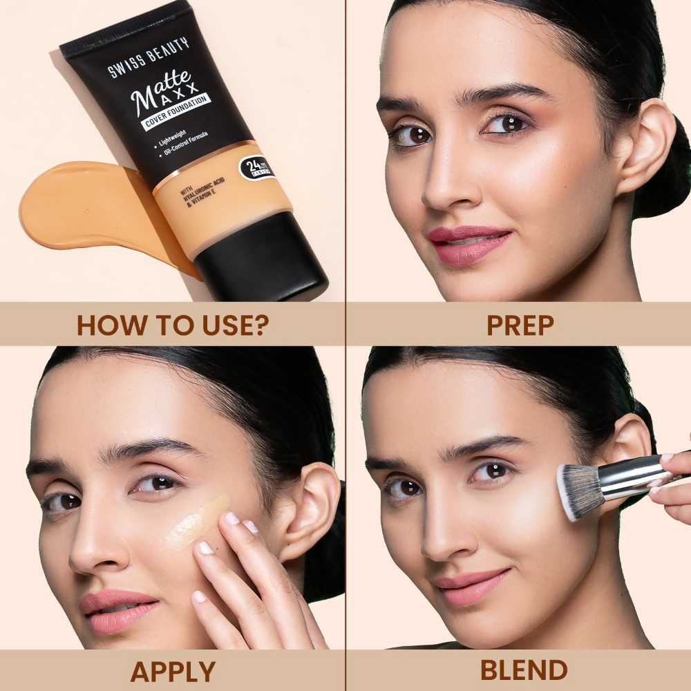 Swiss Beauty Matte Maxx Cover Foundation - 6 Deep Warm | Swadesiicart