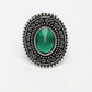 NVR Women's Green Silver-Toned German Silver Adjustable Finger Ring | Swadesiicart