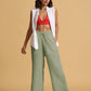 trueBrowns Mint Green Cotton Blend Elasticated Drawstring Straight Pants | Swadesiicart