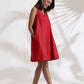 trueBrowns Red Cotton Blend Short Dress | Swadesiicart