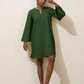 trueBrowns Green Cotton Blend Short Dress | Swadesiicart