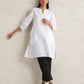 trueBrowns White Cotton Blend Short Kurta | Swadesiicart