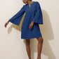 trueBrowns Blue Cotton Blend Short Dress | Swadesiicart