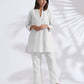 trueBrowns White Cotton Blend Kurta Co-ord Set - Swadesiicart