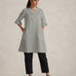 trueBrowns Grey Cotton Blend Short Kurta | Swadesiicart