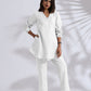 trueBrowns White Cotton Blend Co-ord Set - Swadesiicart