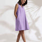 trueBrowns Lilac Cotton Blend Short Dress | Swadesiicart
