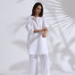 trueBrowns White Slub Kurta Co-ord Set - Swadesiicart