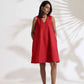 trueBrowns Red Cotton Blend Short Dress | Swadesiicart