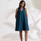 trueBrowns Dark Blue Cotton Blend Short Dress | Swadesiicart