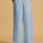 trueBrowns Light Blue Cotton Blend Straight Drawstring Pants | Swadesiicart