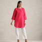 trueBrowns Fuchsia Cotton Blend Short Kurta | Swadesiicart