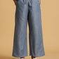 trueBrowns Blue Cotton Blend Elasticated Drawstring Straight Pants | Swadesiicart