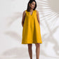 trueBrowns Mustard Cotton Blend Short Dress | Swadesiicart