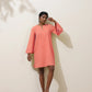 trueBrowns Pink Cotton Blend Short Dress | Swadesiicart
