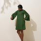 trueBrowns Green Cotton Blend Short Dress | Swadesiicart
