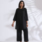 trueBrowns Black Slub Kurta Co-ord Set - Swadesiicart