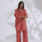 trueBrowns Pink Cotton Blend Pleated Kurta Co-ord Set - Swadesiicart