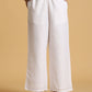 trueBrowns White Cotton Blend Elasticated Drawstring Straight Pants | Swadesiicart