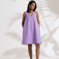 trueBrowns Lilac Cotton Blend Short Dress | Swadesiicart