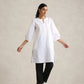 trueBrowns White Cotton Blend Short Kurta | Swadesiicart