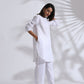 trueBrowns White Slub Kurta Co-ord Set - Swadesiicart